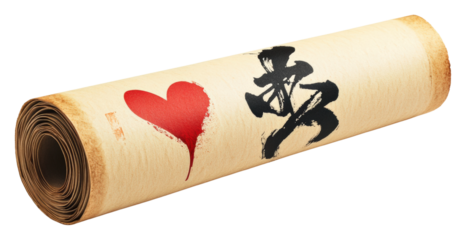 Artistic scroll displaying love symbol cultural context home isolated on transparent background