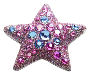 Sparkling pink star gem decoration studio creative isolated on transparent background
