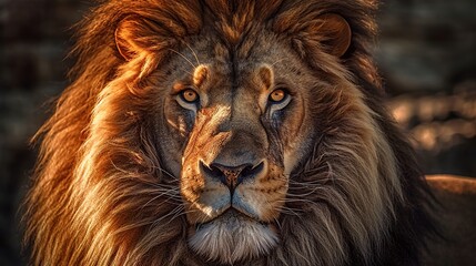 Majestic Lion Portrait with Intense Eyes and Luxurious Mane