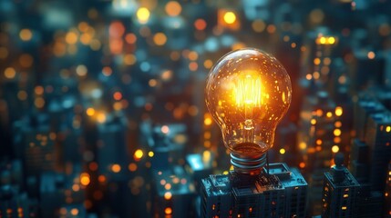 Illuminating ideas above a city at night