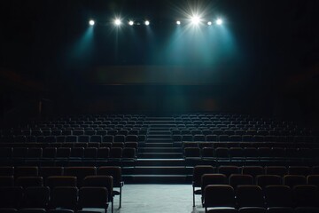 Naklejka premium Empty theater auditorium with spotlight