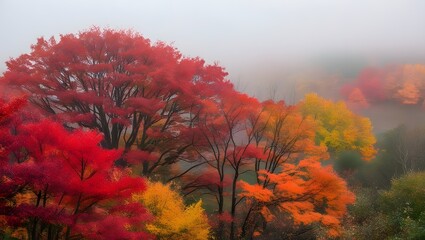 Autumn's Secret: A Fog-Blanketed Forest in Fall's Glory