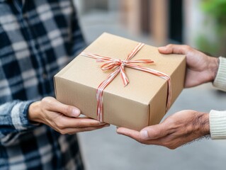 concept for delivery service, receiving package from courier  - ai