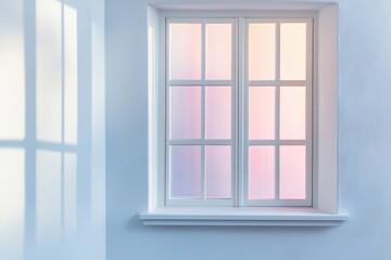 Obraz premium White framed window allows gentle colorful light to enter a room
