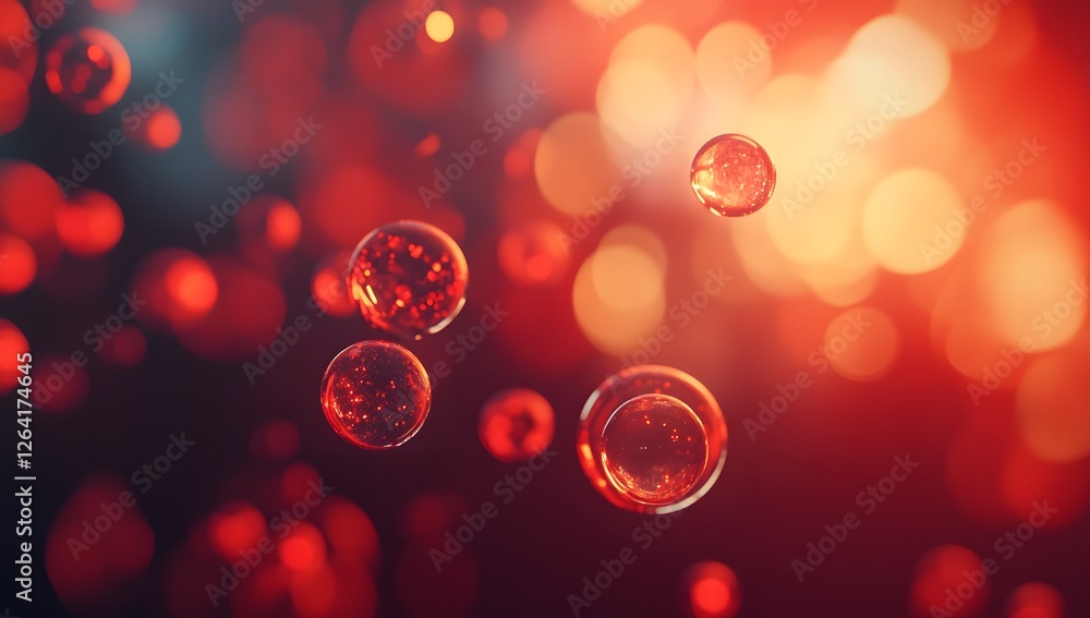 Aufkleber red bubbles in motion, festive bokeh background