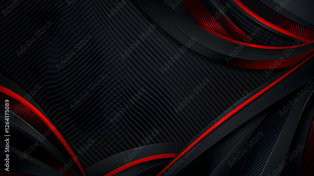 Aufkleber abstract design featuring smooth black and red curves with layered textures creating depth