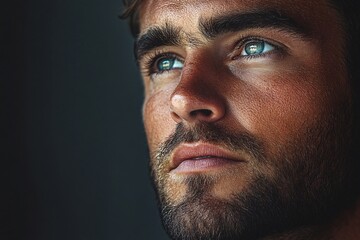 Fototapeta premium A close up portrait of a man with blue eyes