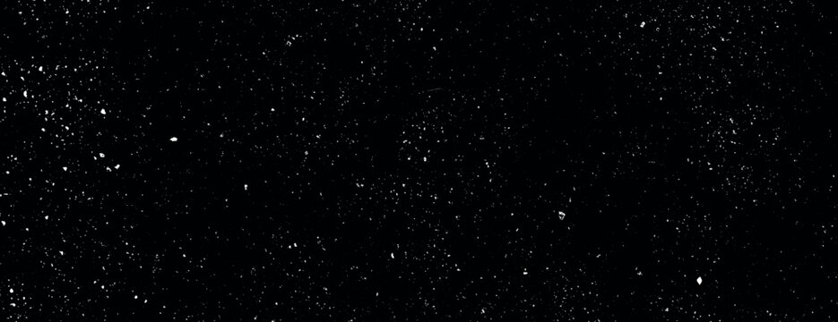 Starry black background with a cosmic style. The black background features a speckled texture, resembling a night sky with scattered stars. Speckled wall texture background. Black background vector.