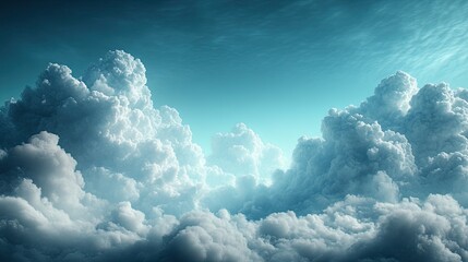 Majestic cloud formations under a serene blue sky, evoking tranquility and wonder