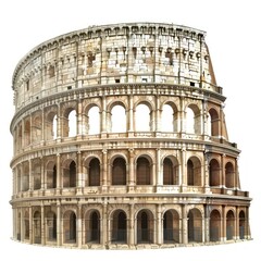 Cartoon of colosseum architecture landmark white background.