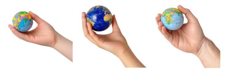 Hands Holding Globes Representing Global Awareness Isolated on transparent background