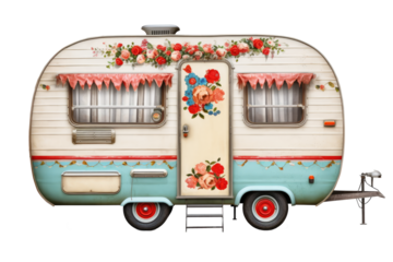 vintage bus on transparent background