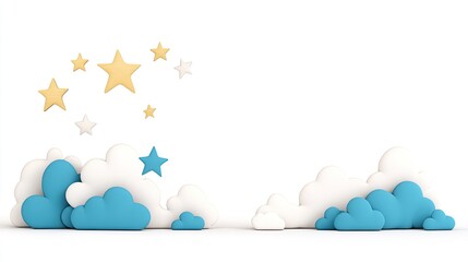 Colorful clouds and stars in a whimsical design, creating a playful atmosphere for children's decor