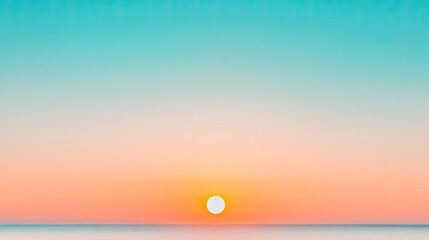 Serene sunset over a calm ocean, with soft pastel colors blending in the sky