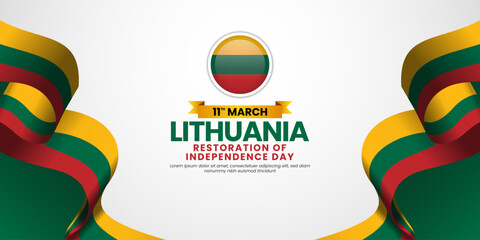 Lithuania Flag for restoration of independence day banner, greeting card background with blank space area