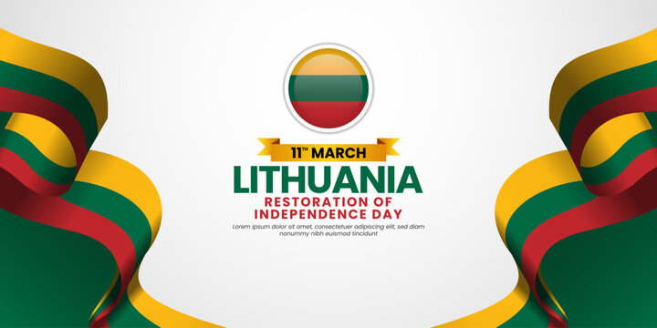 Lithuania Flag for restoration of independence day banner, greeting card background with blank space area