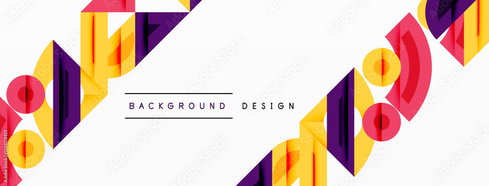 Aufkleber Abstract geometric background with shapes, featuring circular and rounded elements. Bold contrast, smooth gradients, dynamic composition, futuristic style