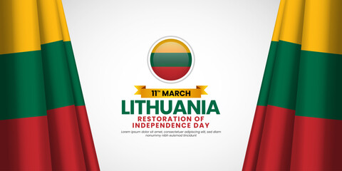 Lithuania Flag for restoration of independence day banner, greeting card background with blank space area