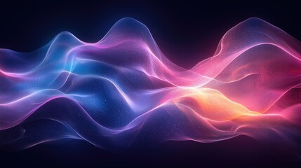 Fototapeta premium Abstract flowing waves of vibrant colors creating a dynamic visual effect in a dark background