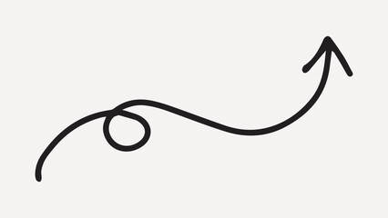 Minimalist black arrow with a loop on a white, element vector