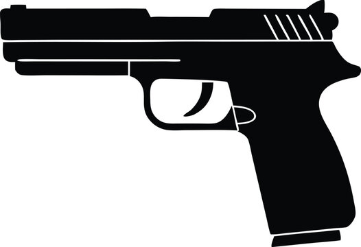 Semi Automatic Handgun Pistol Vector Silhouette 