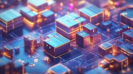 Obraz premium Cloud-based logistics system connecting global warehouses, digital supply chain. 