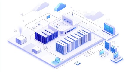 Cloud-based logistics system connecting global warehouses, digital supply chain. 