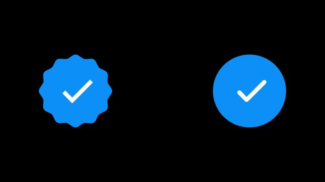 Profile verification blue check mark icon. Social media check mark animaton