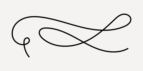 Elegant black decorative swirl design, hand drawn vector