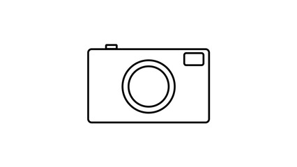 A simple, mechanical film camera; line drawing icon; illustration