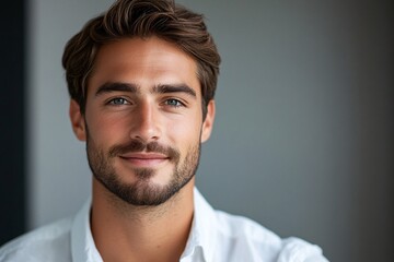 Fototapeta premium Portrait of a Handsome Young Man with Brown Hair