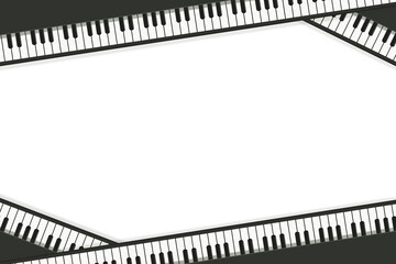 黒い立体的なピアノの鍵盤が斜めに重なって囲んだフレーム