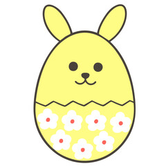 花柄の黄色のイースターエッグ（線あり）
