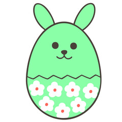 花柄の緑のイースターエッグ（線あり）