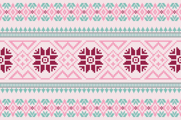 Ethnic abstract pixel art.Fabric seamless pattern in tribal.Bright Pixel Art Fabric Pattern with Geometric Square.American,mexican,indian,bohemian,vector,fabric,clothing,carpet,textile,wrapping,batik