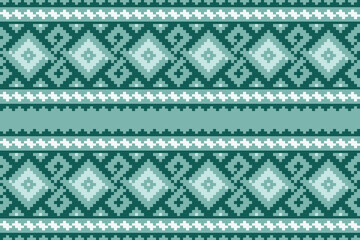 Vector seamless pixel art.Pixel mosaic texture with simple square particles.Ethnic geometric stitch pattern use for cloth,textile,wallpaper,cushion,carpet,quilt