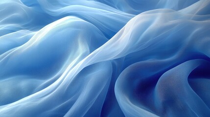 Fototapeta premium Soft, flowing blue fabric waves creating a serene atmosphere with gentle light reflections (1)