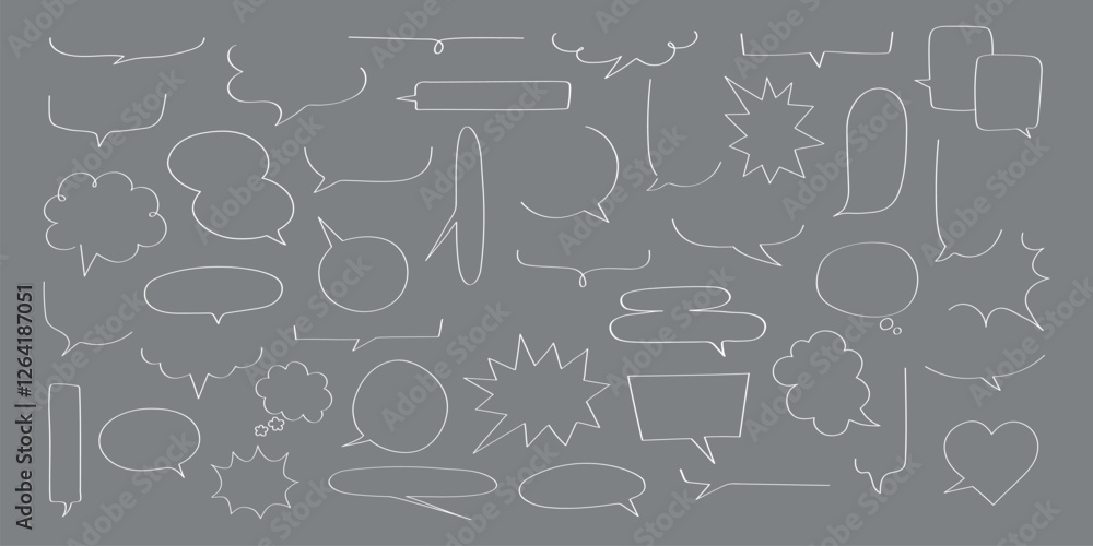 Poster set of speech bubbles on a gray background. various speech bubbles in different shapes. speech bubbl