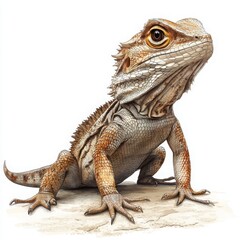 Obraz premium A close-up view of a bearded dragon lizard showcasing its intricate scales and unique features. This image captures the essence of these fascinating reptiles in detail.
