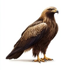 Obraz premium A majestic golden eagle stands proudly, showcasing its powerful build and striking features. This captivating bird symbolizes strength and freedom in nature's beauty.