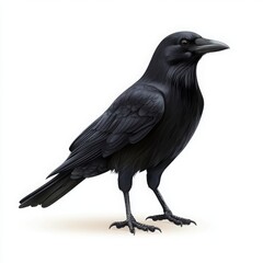 Fototapeta premium A realistic illustration of a black raven standing proudly