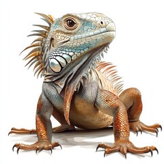 Obraz premium A vibrant and detailed portrait of a colorful lizard showcasing its intricate patterns and unique features, ideal for nature enthusiasts and wildlife enthusiasts.