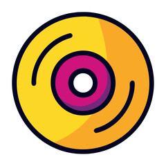 Rock and roll vinyl record icon