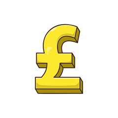 Draw British pound sterling currency logo, symbol, icon illustration vector isolated on white background. Business financial economy
