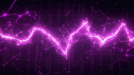 Abstract representation of a vibrant purple waveform with a cosmic background of stars and light