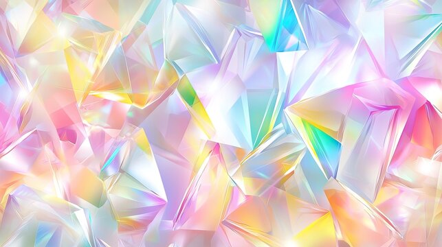 Colorful abstract background of crystalline shapes reflecting light in a vibrant pattern