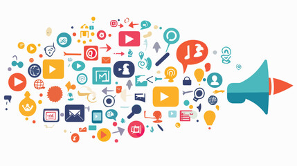 Abstract Content Marketing Funnel with Digital Icons, Content Marketing