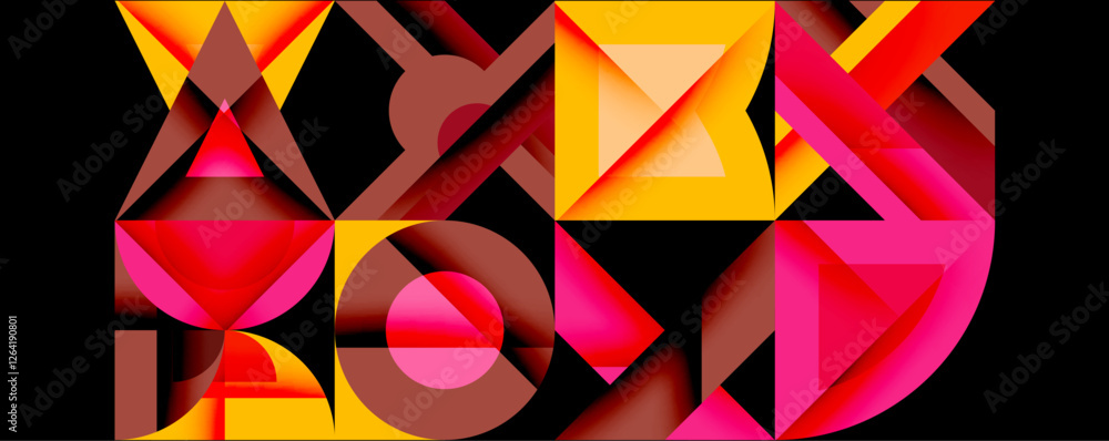 Aufkleber Minimal geometric abstract background. Circle square and triangle design
