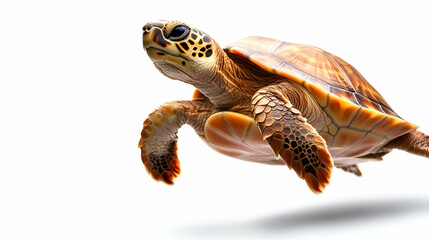 Obraz premium A graceful sea turtle glides through clear water, showcasing its vibrant shell and serene movement.