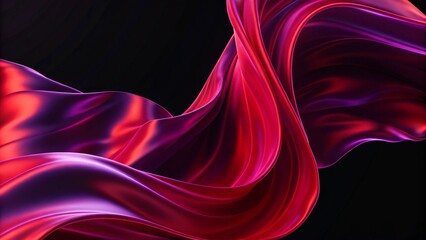 Naklejka premium Abstract 3D background. Texture of liquid red violet glass on a black background. Abstract wavy 3d background. Purple red gradient iridescent shiny wave. liquid glass Background